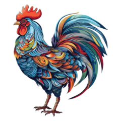 A Colored Rooster Engraving Style Sticker