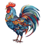 A Colored Rooster Engraving Style Sticker