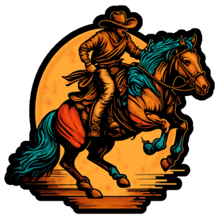 A Cowboy Riding A Kicking Horse Sticker