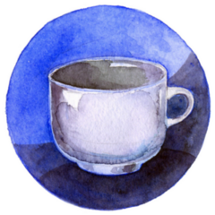 A Cup For Tea Blue Watercolor Sticker