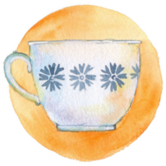 A Cup For Tea Cute Blue Floral Watercolor Sticker