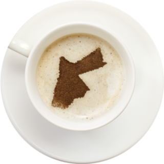 A Cup Of Coffee With Foam In Jordan Shape Sticker