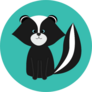 A Cute Cartoon Skunk Isolated On A Green Background Sticker