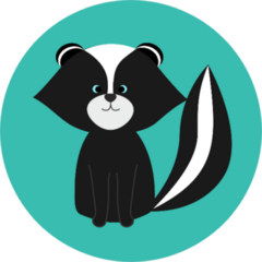 A Cute Cartoon Skunk Isolated On A Green Background Sticker