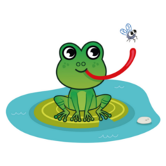 A Cute Frog With Fly Snack Cartoon Sticker