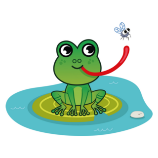 A Cute Frog With Fly Snack Cartoon Sticker