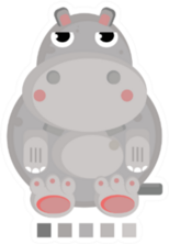 A Cute Grey Fat Hippo Illustration Sticker