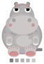 A Cute Grey Fat Hippo Illustration Sticker