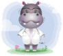 A Cute Little Doctor Hippo Sticker