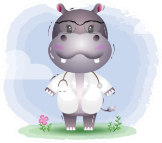 A Cute Little Doctor Hippo Sticker