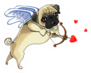 A Cute Pug Dog Cupid With Heart Bow And Arrow Sticker