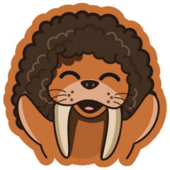 A Cute Walrus Sporting A Funky Afro Sticker