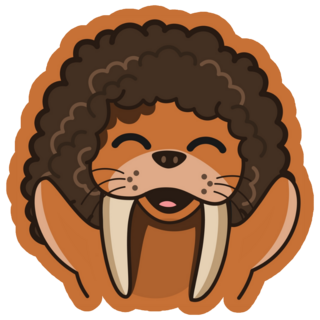 A Cute Walrus Sporting A Funky Afro Sticker