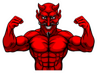A Devil Satan Or Lucifer Strong Mascot Sticker