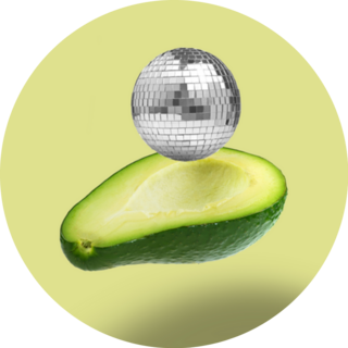 A Disco Ball Avocado Half Sticker