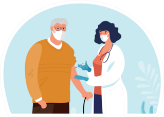 A Doctor In A Clinic Giving A Shot Illustration Sticker