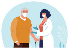 A Doctor In A Clinic Giving A Shot Illustration Sticker