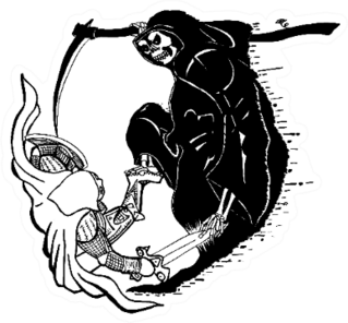 A Fight Between Death And Life Grim Reaper Sticker