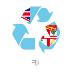 A Fiji Flag Illustration Inside A Recycling Icon Sticker