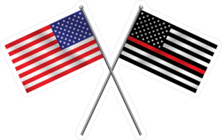 A Firefighter Support Flag And American Flag Sticker