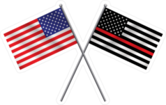 A Firefighter Support Flag And American Flag Sticker