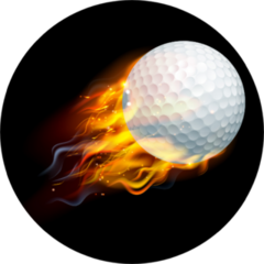 A Flaming Golf Ball Flying Through The Air Sticker