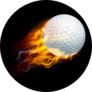 A Flaming Golf Ball Flying Through The Air Sticker