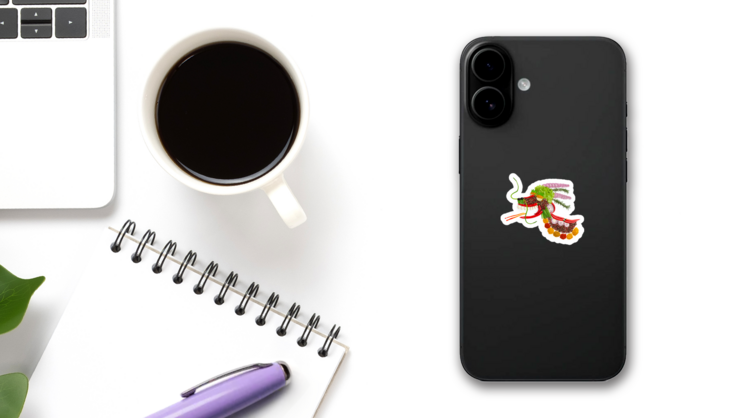 A Food Concept Of A Chinese Dragon Sticker on a Phone (New) example