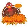 A Funny Turkey Bird With A Pie Sticker