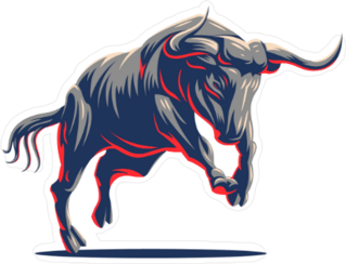 A Galloping Bull Mascot Sticker