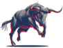 A Galloping Bull Mascot Sticker