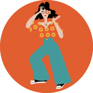A Girl In 70s Retro Outfit Sticker