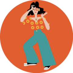 A Girl In 70s Retro Outfit Sticker