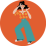 A Girl In 70s Retro Outfit Sticker