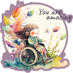 A Girl In A Wheelchair, Watercolor You Are Amazing Sticker
