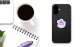 A Girl Is Lucky With A Crystal Ball Illustration Sticker on a Phone (New) example