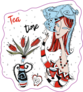 A Girl With A Cat Drinks Tea Sticker
