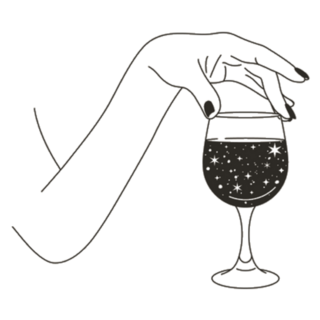 A Glass Of Wine Space & Stars Illustration Sticker