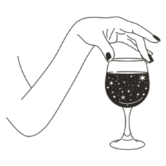 A Glass Of Wine Space & Stars Illustration Sticker