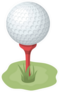 A Golf Ball On A Brown Pedestal Sticker