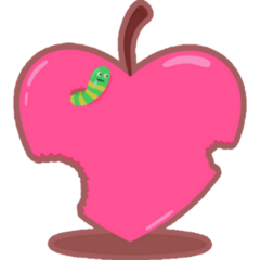 A Green Caterpillar Eating A Heart Apple Sticker