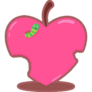 A Green Caterpillar Eating A Heart Apple Sticker