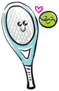 A Green Tennis Ball And Blue Racket Sticker