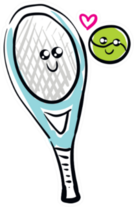 A Green Tennis Ball And Blue Racket Sticker
