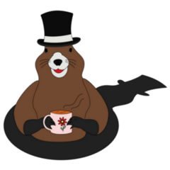 A Groundhog Drinking Tea With Shadow Sticker