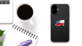 A Grunge Chilean Flag Sticker on a Phone (New) example