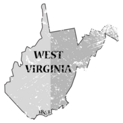 A Grunged West Virginia State Outline Sticker
