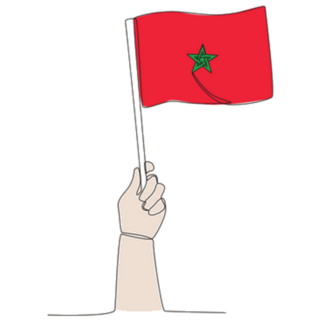 A Hand Raised The Morocco Flag Drawing Sticker