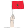 A Hand Raised The Morocco Flag Drawing Sticker