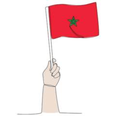 A Hand Raised The Morocco Flag Drawing Sticker